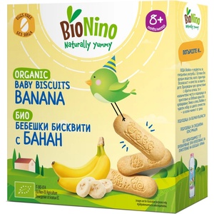 BioNino Био бебешки бисквити BioNino - С банан, 8 м+, 100 g (F06070003A0003) - ozone
