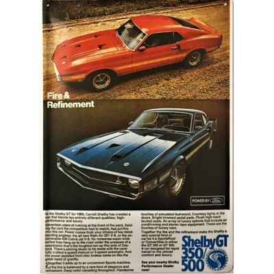 Plechová cedule Ford Mustang Shelby 350/500, 20x30cm