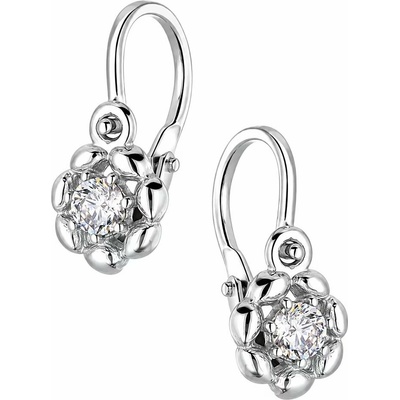 Zlaton Náušnice bílé zlato květina se zirkonem 1.2cm 0.85g 000480611246