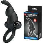 Пенис пръстен с вибрации, зайче - Vibrant Penis Ring Black 1 (DEBRA01476)