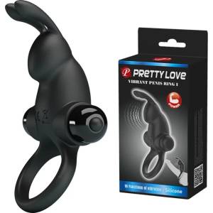  Пенис пръстен с вибрации, зайче - Vibrant Penis Ring Black 1 (DEBRA01476)
