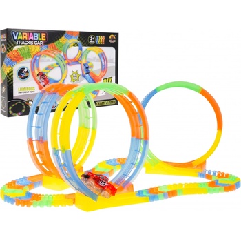 Majlo Toys Svítící autodráha s autíčkem na baterie 148 dílků Variable Tracks