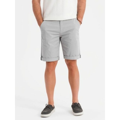 Pánske šedé chinos šortky s lemom V12 SRCS-0197