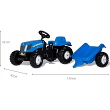 Rolly Toys Šliapací traktor New Holland TVT190 s vlečkou