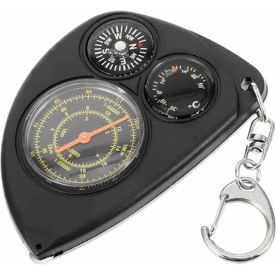 WARAGOD Кривомер с компас и термометър за ключове Guide, черен (WAR007505)