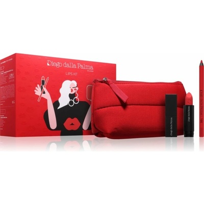 Diego dalla Palma Labbra Kit Diego dalla Palma lumi matt lipstick 37 4 g + Diego dalla Palma 166 tužka na rty 1,2 g + Diego dalla Palma kosmetická taštička 1 ks
