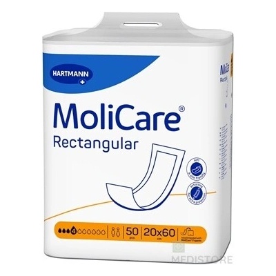 MoliCare Obdĺžnik 4 kvapky 20x60 cm absorpčné 1x50 ks