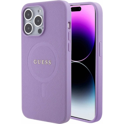 KARL LAGERFELD Дизайнерски кожен кейс с MagSafe за iPhone 15 Pro Max - Guess PU Saffiano MagSafe Leather Hard Case (лилав) (GUHMP15XPSAHMCU)