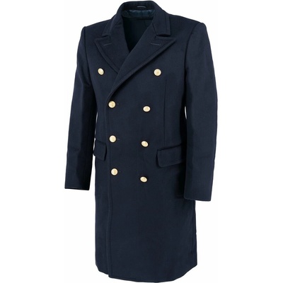 Italský kabát dlouhý vlněný dvouřadé zapínání tmavěmodrý – Zboží Dáma