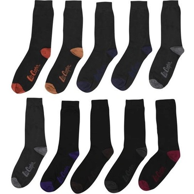 Lee Cooper pánske ponožky 10 Pack Čierne