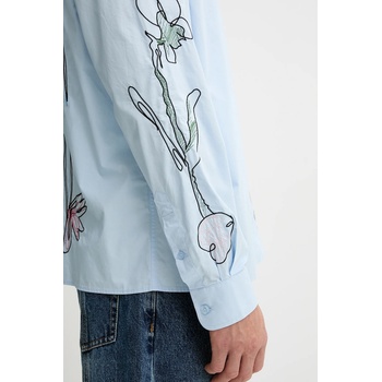 Desigual Памучна риза Desigual GENOVA в синьо със свободна кройка с класическа яка 25WMCW24 (25WMCW24)