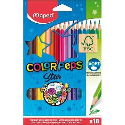 Maped Color Peps Star farebné ceruzky 18ks mix farieb