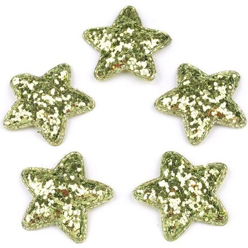 Vánoční hvězda Ø35mm s flitry zelená travní sv. 10 ks