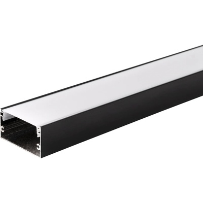 OPTONICA АЛУМИНИЕВ ПРОФИЛ ЗА LED ЛЕНТА ЧЕРНО ТЯЛО/БЯЛ КАПАК L=2m 40x20mm (5122)