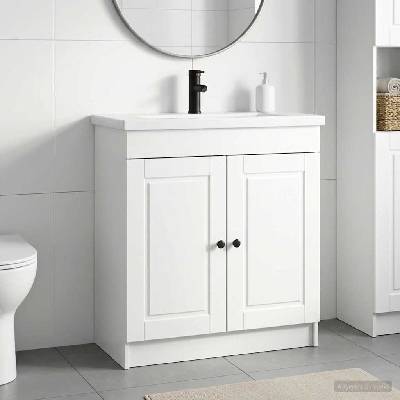 vidaXL Комплект мебели за баня Бял гланц 78, 5 x 37, 5 x 81 см (3404138)