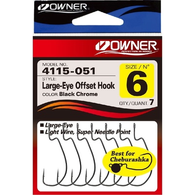Owner Háček s očkem Large-Eye Offset Hook 4115 vel.6 7 ks