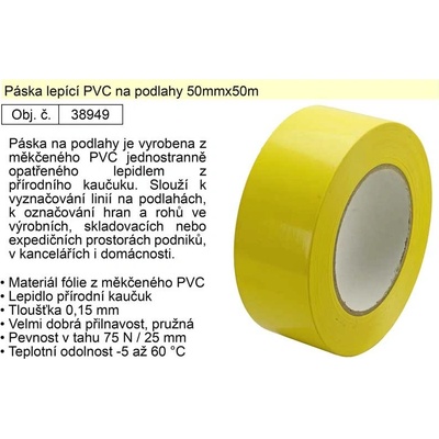 Levior trasovací páska 50mm x 50 m žlutá