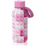 Quokka Solid Kids термобутилка със закачалка Pink Bricks