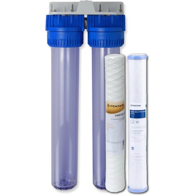 AQUA Pentair DUPLEX 20SL 10 mcr dvojitý filter na mechanické nečistoty pripojenie 3/4"