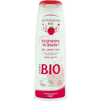 Alphanova Детски душ гел 3 в 1 Alphanova Kids - Ягода, 250 ml