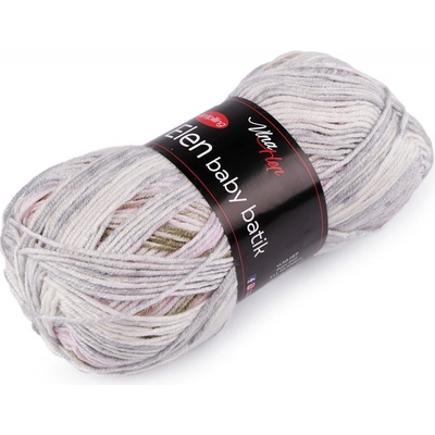 Prima-obchod Pletací příze Elen baby batik 100 g, barva 7 (5117) šedozelená