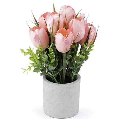 Umělé tulipány v květináči pudrová 1 ks