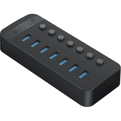 ORICO CT2U3-7AB 7x USB-A 3.0 хъб с превключватели - черен (6942227138071)
