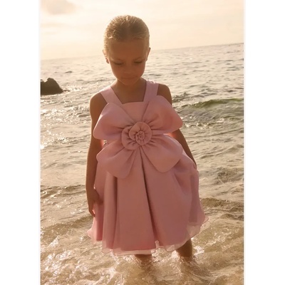 Abel & Lula Елегантна и нежна рокля в розово за момиче с голямо цвете Abel&Lula