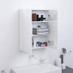 vidaXL Шкаф с огледало за баня, 60x15x75 см, МДФ, бял гланц (331525)