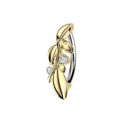 Šperky4U Zlacený piercing do pupíku s lístečky WP0108-GD