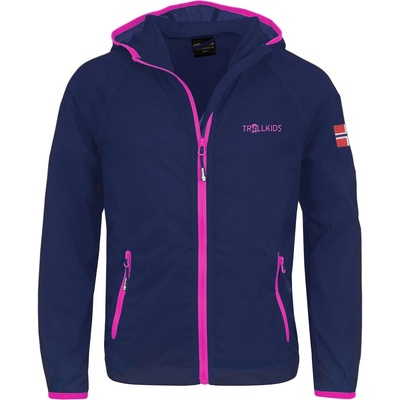 TROLLKIDS Детско ветрозащитно яке Trollkids Kids Fjell Running Jacket Windproof jacket - Navy / Magenta - размер 128 (EU) (718-0014-0315)