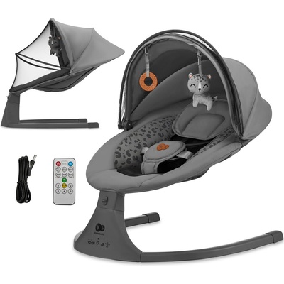 Kinderkraft Houpavé lehátko s melodií 2v1 Lumi, do 9 kg Premium Dark Grey