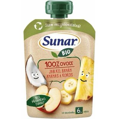 SUNAR Ovocná kapsička jablko banán ananas kokos 6m+ BIO 100 g