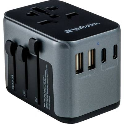 Verbatim UTA-03 Universal Travel Adapter with 1 x USB-C PD 30W & QC 3.0 / 2 x USB-C / 2 x USB-A (49545)