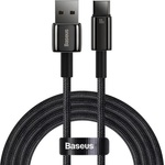 Baseus - Кабел за данни Tungsten Gold (CAWJ000001) - USB към Type-C, Супер бързо зареждане, 100W, 480Mbps, 1m - Черен