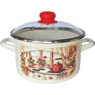 MAKRO Hrniec smalt 20cm 4L so sklenenou pokrievkou Rustika