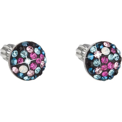 Pavona Stříbrné náušnice pecka s krystaly Swarovski mix barev kulaté 31336.4 galaxy