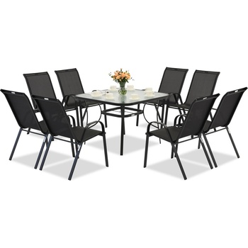 Image 1 of Garden Point Комплект черни метални градински мебели Modena за 8 души с квадратна маса Garden Point (GAP1078-8)