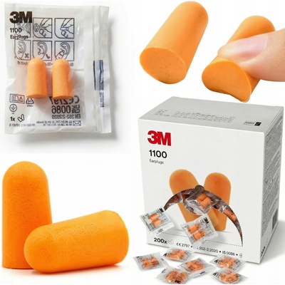 3M Oranžové špunty do uší 1100 vložky 100 párů