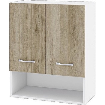 ИРИМ Горен шкаф с две врати и ниша Сити БДА-7 бяло гладко / дъб сонома арвен 60 см