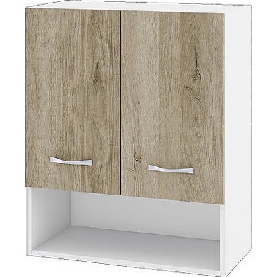 ИРИМ Горен шкаф с две врати и ниша Сити БДА-7 бяло гладко / дъб сонома арвен 60 см