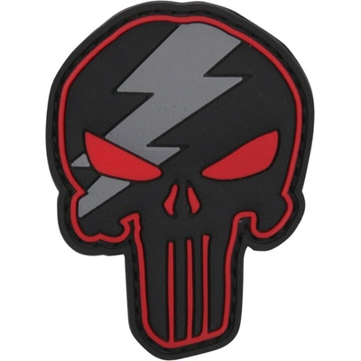 Gumová nášivka 101 Inc Thunder Punisher - červená
