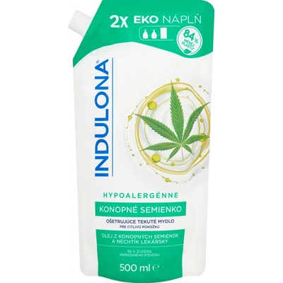 Indulona Tekuté mydlo náhradná náplň Konopné semienko 500 ml