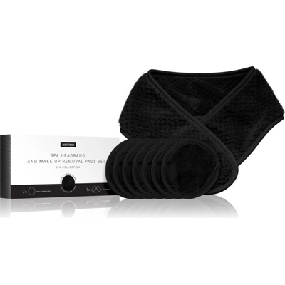 Notino Spa Collection Spa headband and make-up removal pads set комплект за премахване на грим и спа лента за глава Black 7 бр
