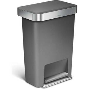 simplehuman - Кош за отпадъци 45 л, с джоб за торбички, инокс/сив CW1386CB (CW1386CB)