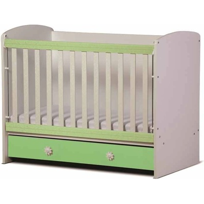 Dizain Baby Бебешка кошара „СВЕТЛА 70/140 подвижна решетка - бял + зелено