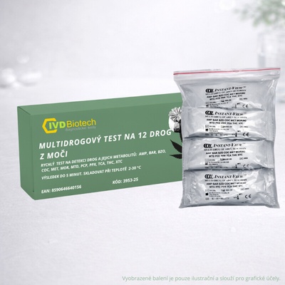 IVD Biotech Multi drogový test na 12 drog z moči (AMP, BAR, BZD, COC, MET, MOR, MTD, PCP, PPX, TCA, THC, XTC) – Hledejceny.cz