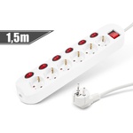 Delight Захранваща лента Delight с 6 отделно свързващи се гнезда, защитена от деца (20248), 1, 5 м 20248B (20248B)