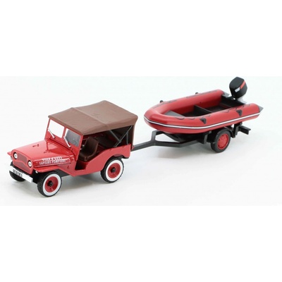Jeep Prime a loď Zodiac Hachette časopis s modelem 1:43