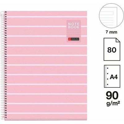 Poznámkový blok Between the Lines NB-1, A4, 90g, karton, 80 listů, linka, Pink